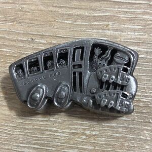 VTG Torino Pewter School Bus Jewelry Necklace Brooch Earrings Trinket Box Set